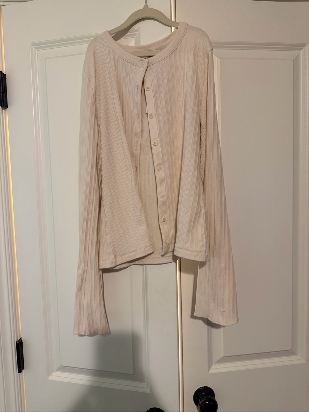 Madewell Cream Ribbed Button-Front Cardigan